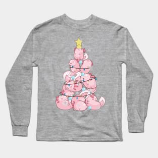 Cute Kawaii Axolotl Christmas Tree Long Sleeve T-Shirt